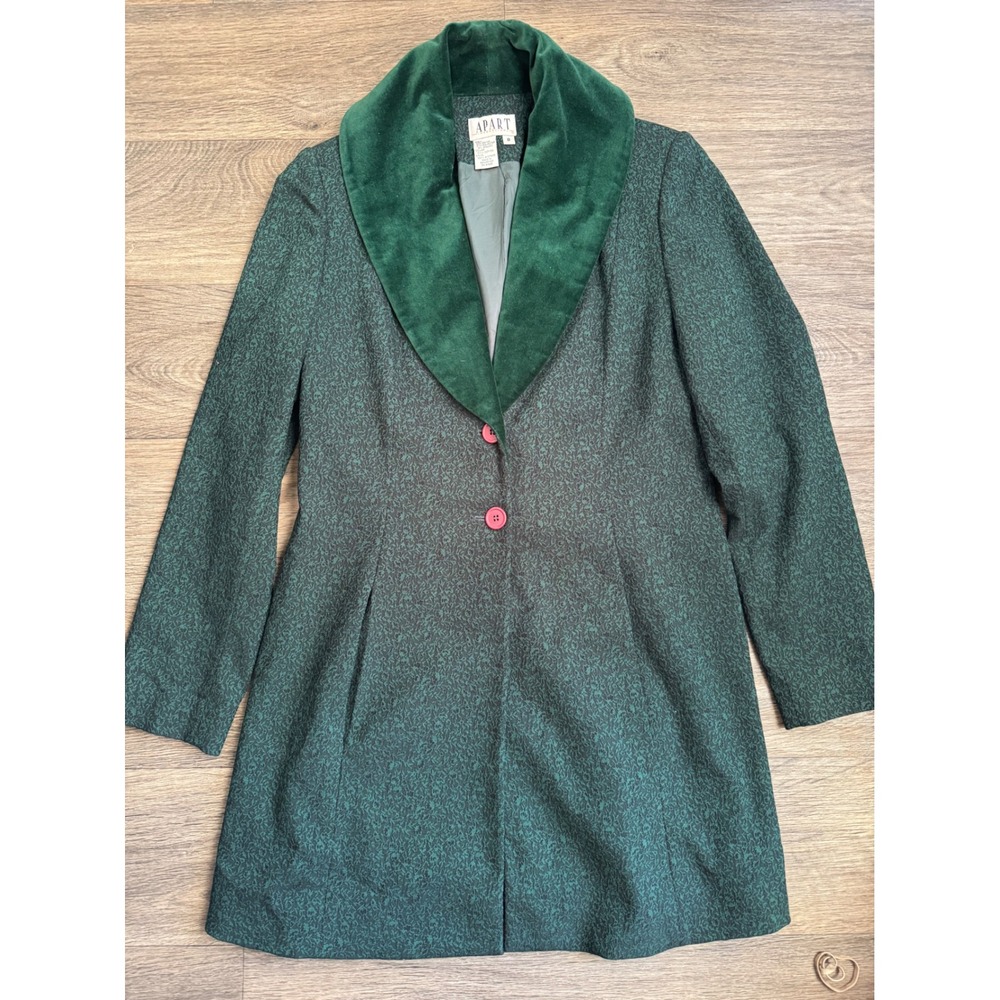Apart Impressions Vintage‎ Womens Green Dress Coat Long Blazer Size 8